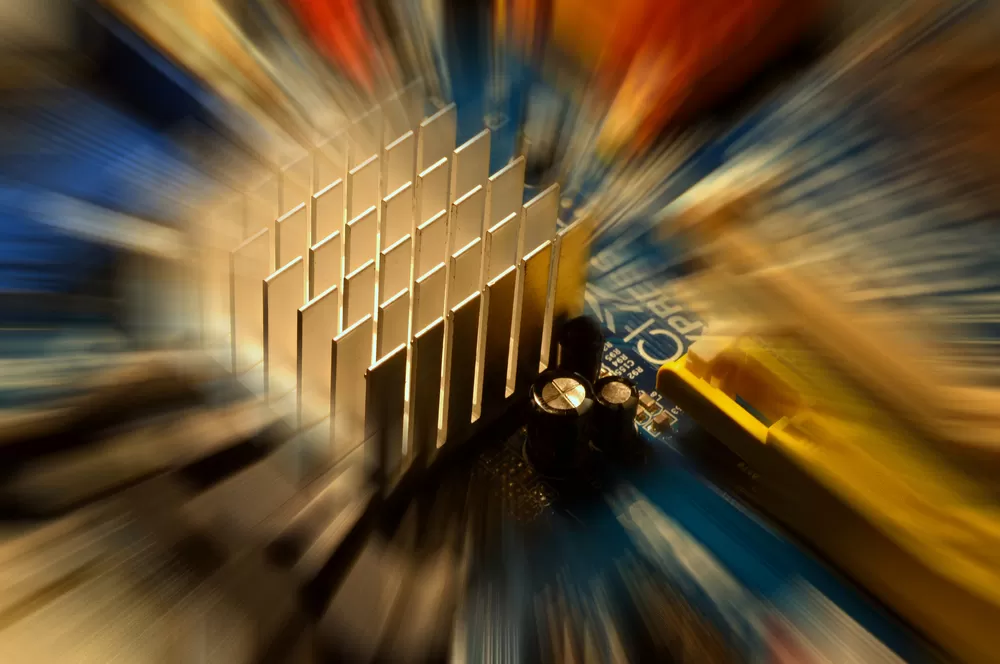 Detail of a Heat Sink on a Motherboard